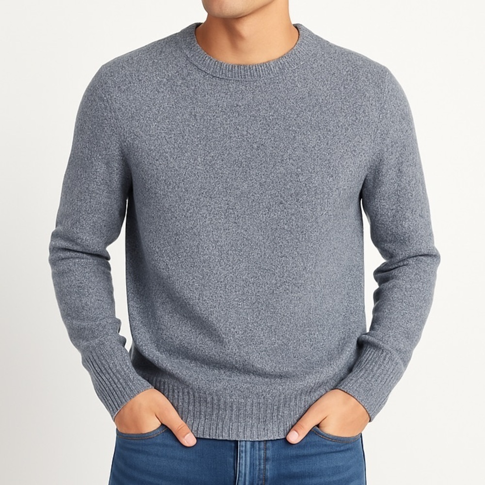 Old Navy essential crewneck cotton blend knit elevated basic sweater L gray blue